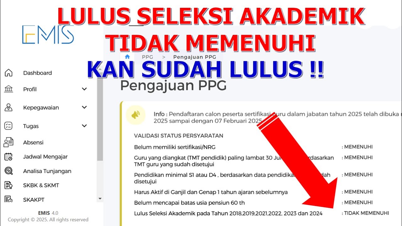 Solusi Lulus Seleksi Akademik Pengajuan PPG Tidak Memenuhi