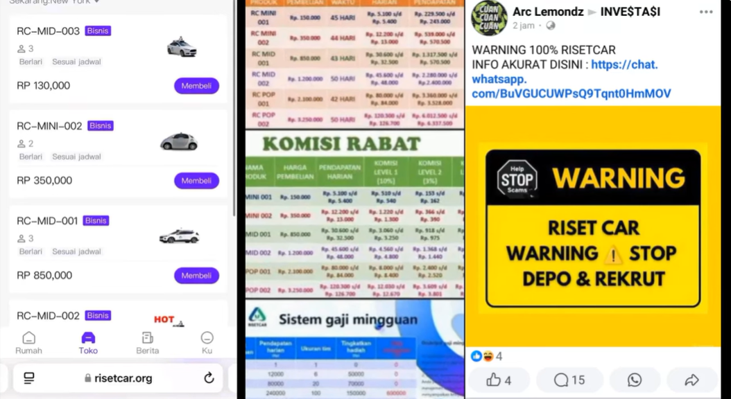 Info Penting! Aplikasi RisetCar Sudah Scam, Terbukti Penipuan
