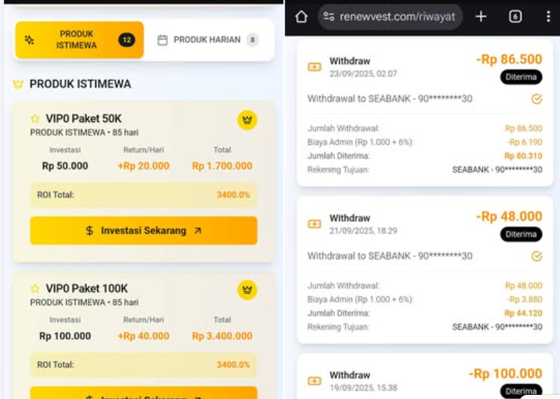 RENEWVEST com Investasi Apakah Menjanjikan atau Penipuan? Review Jujur!