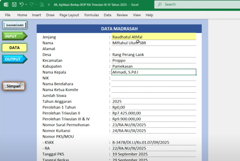 Aplikasi Berkas Pengajuan BOP RA Triwulan III dan IV Tahun 2025