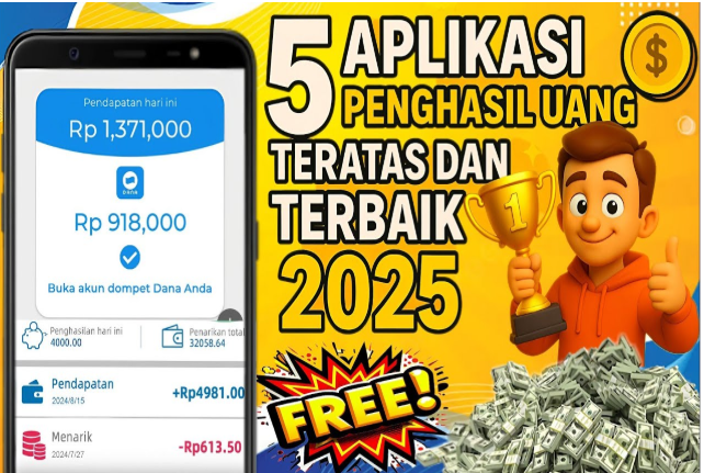 5 Aplikasi Penghasil Uang Teratas 2025 Terbukti Membayar