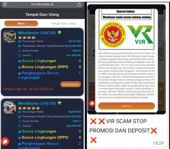 Stop Deposit!! VIR Indonesia Kini SCAM Penipuan, Semua Gagal Withdraw