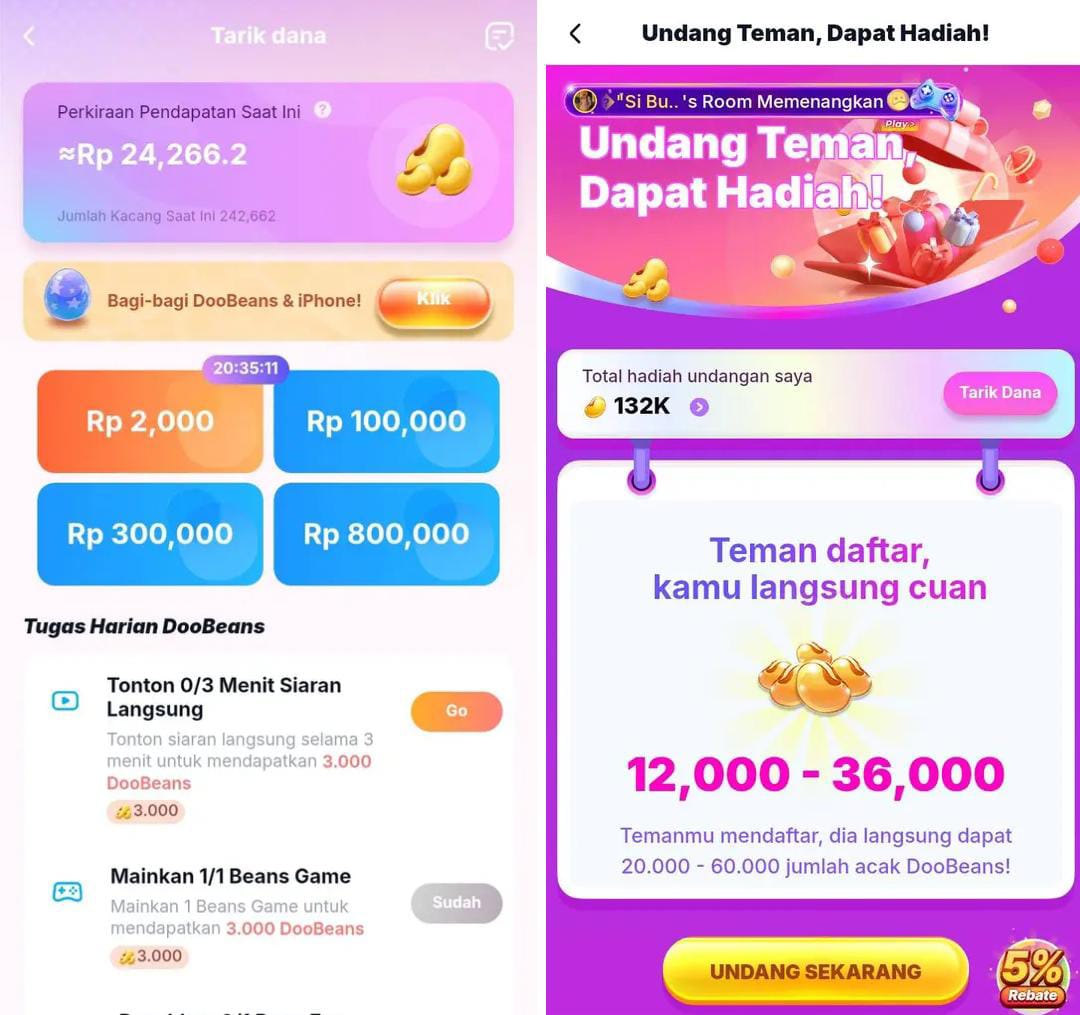 Cara Dapat Uang Di Dooie Live Apk, Ada Bonus 50.000 DooBeans!