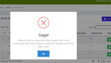 8 Cara Mengatasi Gagal Kirim Nilai Rapor di RDM 3.1 ke Server Pusat
