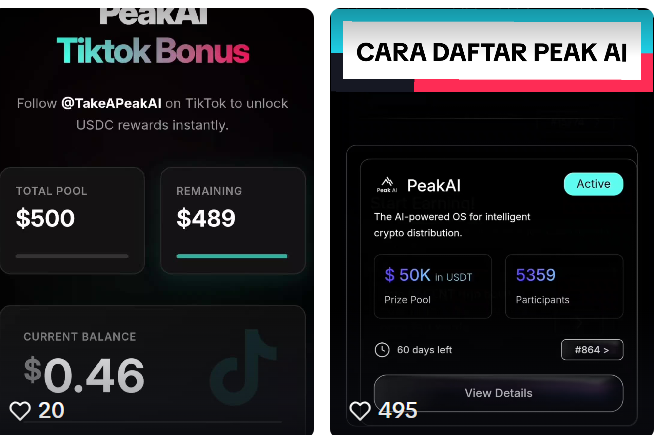 Event Aplikasi TikTok x PeakAI Terbaru, Ini Cara Kerjain Misi Agar Menghasilkan Uang