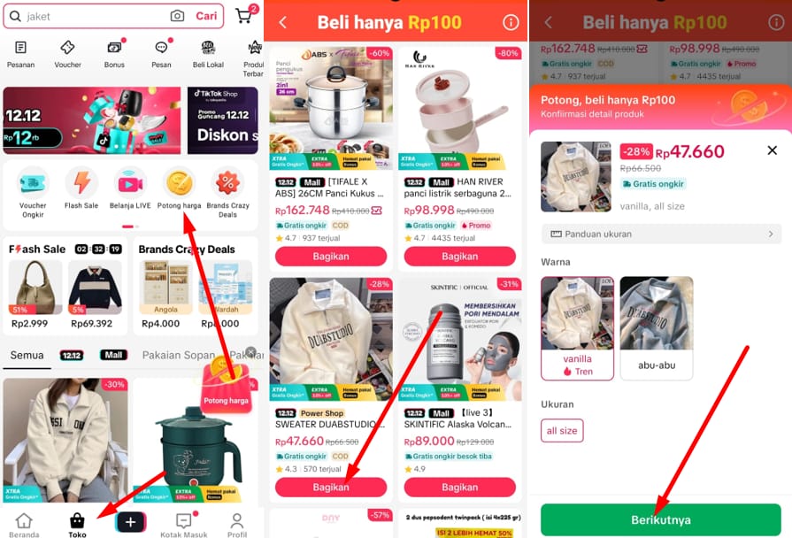 Cara Dapat Harga Rp100 di TikTok Lengkap dari Awal Hingga Checkout