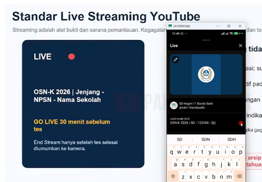 Cara Membuat Live Streaming OSN 2026 di YouTube, Lengkap Beserta Solusi Error yang Sering Terjadi