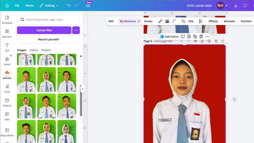 Cara Edit Foto 3x4 Otomatis untuk E-Ijazah 2026, Background Sama dan Bisa Upload Kolektif